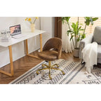 Sedia da Ufficio Girevole in Velluto con Schienale Aperto, Braccioli Inclinati e Base Dorata a 5 Ruote – Verde / Viola Chiaro / Rosa / Verde Menta / Nero / Blu / Grigio / Bianco / Bianco Teddy, Singola