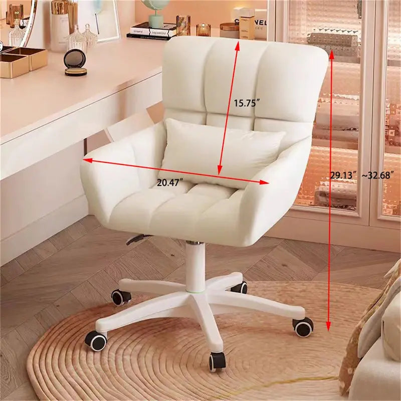 Sedia da ufficio girevole in tessuto beige - Altezza regolabile, monoposto