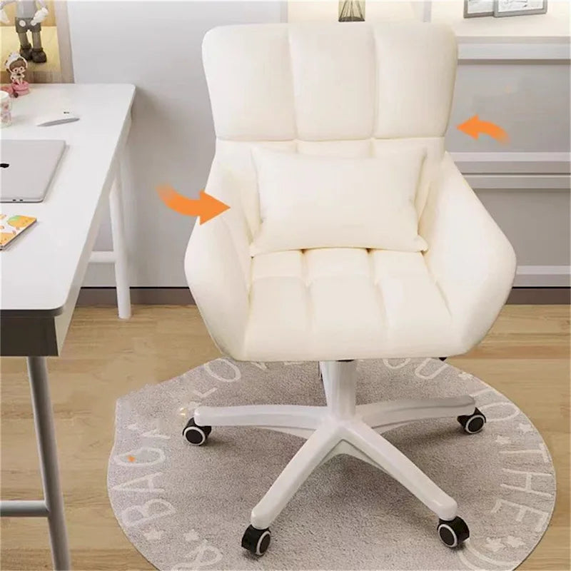 Sedia da ufficio girevole in tessuto beige - Altezza regolabile, monoposto