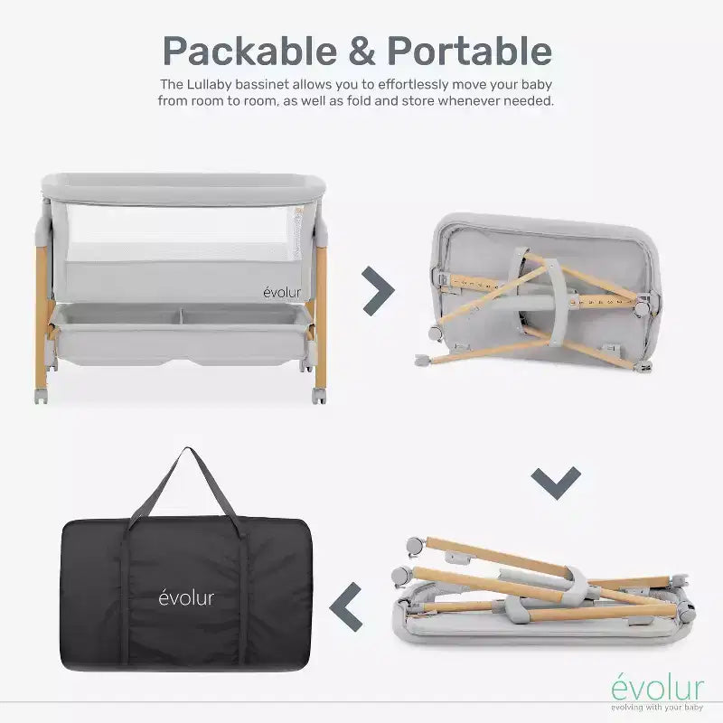 Evolur Lullaby Culla Portatile con Ruote