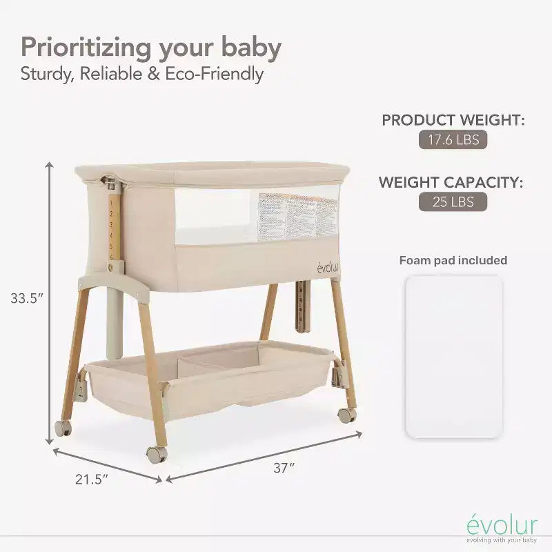 Evolur Lullaby Culla Portatile con Ruote