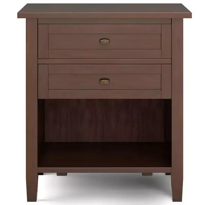 Comodino Norfolk - WyndenHall: Legno massello, 2 cassetti, vano a giorno
