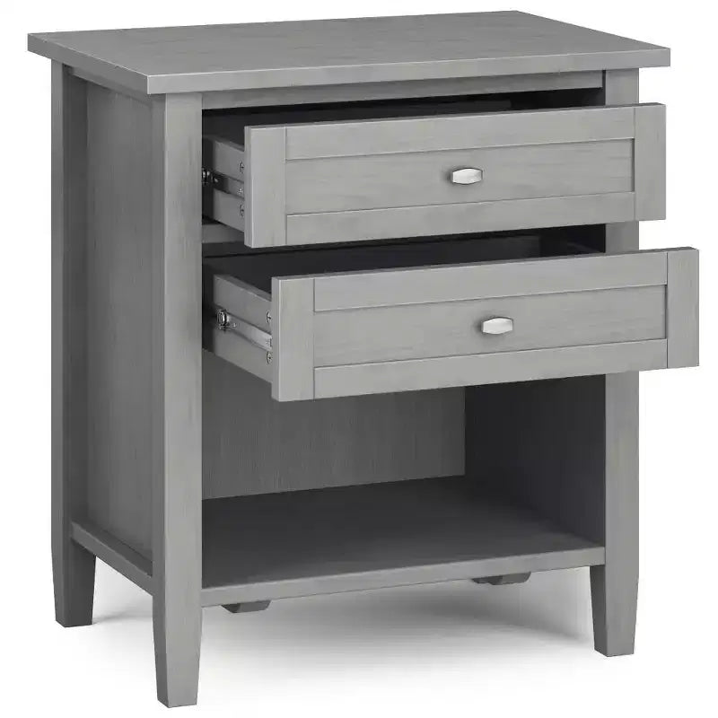 Comodino Norfolk - WyndenHall: Legno massello, 2 cassetti, vano a giorno