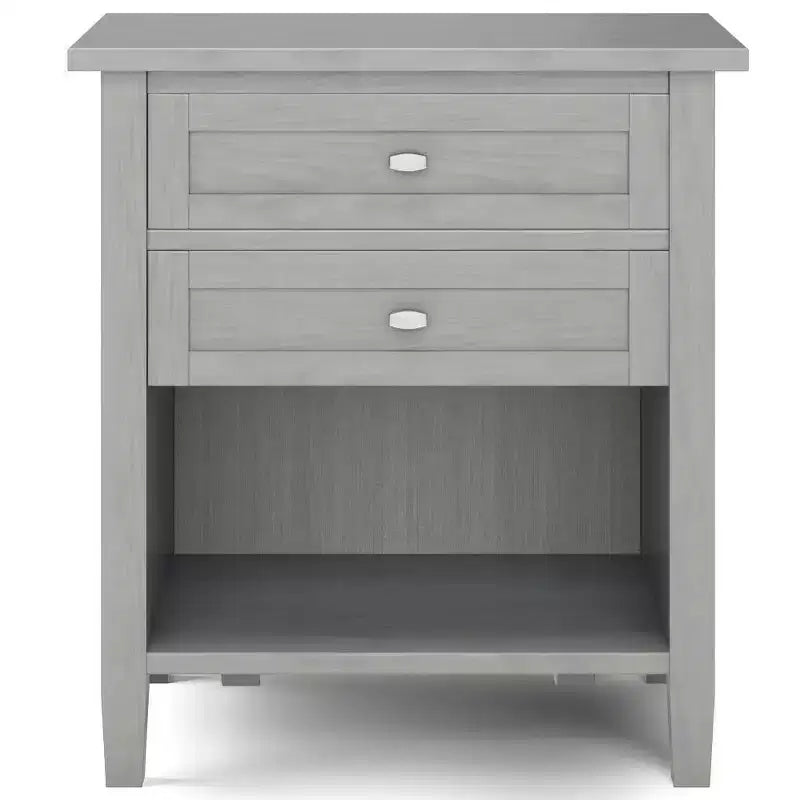 Comodino Norfolk - WyndenHall: Legno massello, 2 cassetti, vano a giorno