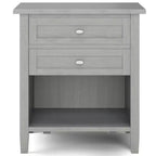 Comodino Norfolk - WyndenHall: Legno massello, 2 cassetti, vano a giorno