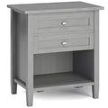 Norfolk Bedside Table - WyndenHall: Solid Wood, 2 Drawers, Open Shelf
