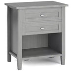 Norfolk Bedside Table - WyndenHall: Solid Wood, 2 Drawers, Open Shelf