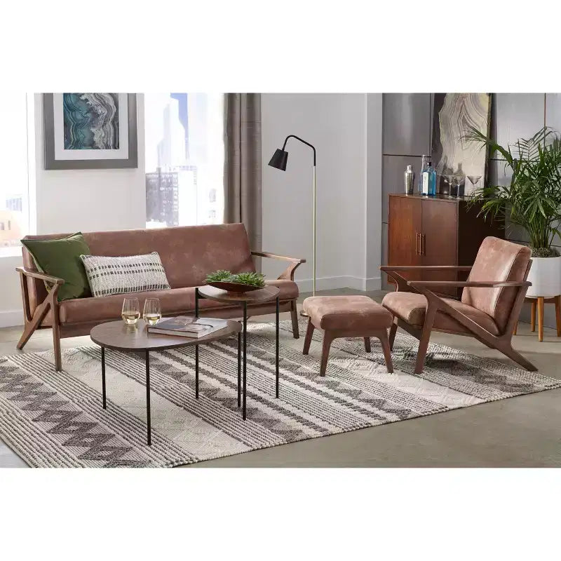 Buylateral Bianca Ottomano in ecopelle moderno di metà secolo