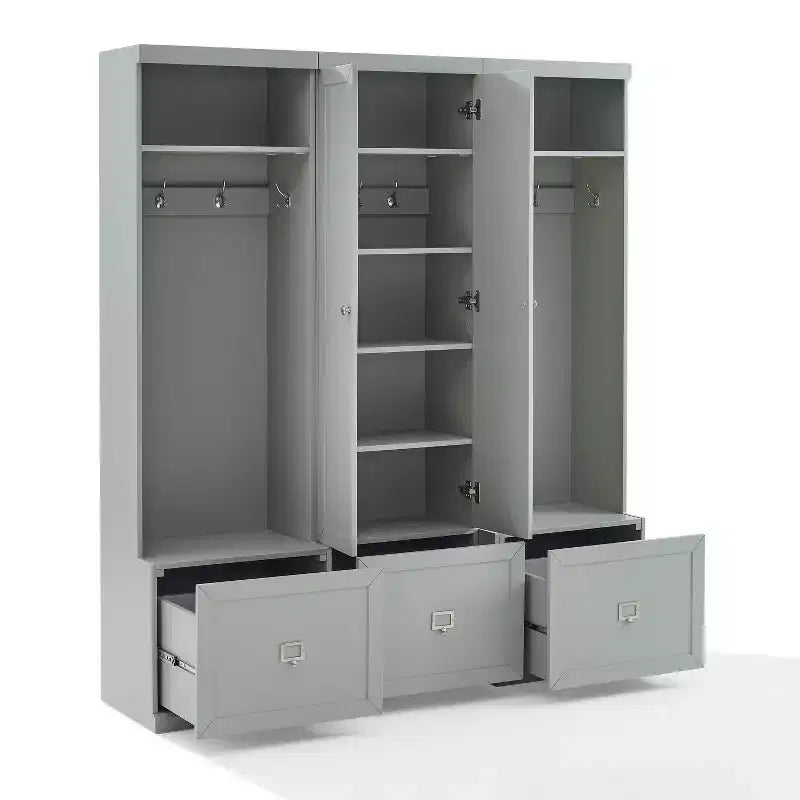 Set Harper 3 pezzi per ingresso con armadio dispensa e 2 appendiabiti a colonna - Crosley