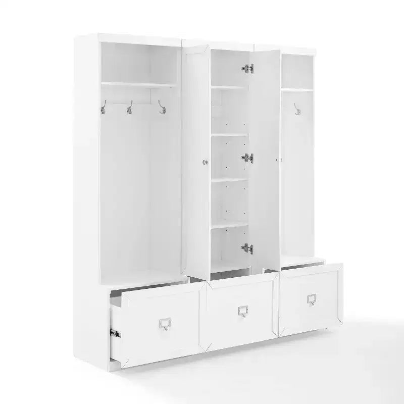 Set Harper 3 pezzi per ingresso con armadio dispensa e 2 appendiabiti a colonna - Crosley