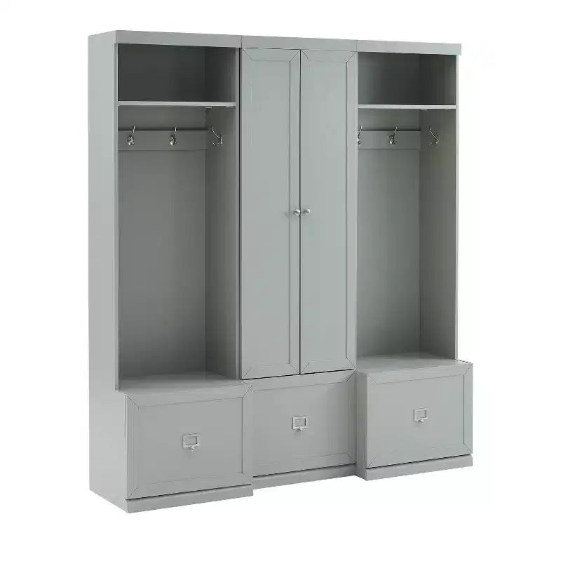 Set Harper 3 pezzi per ingresso con armadio dispensa e 2 appendiabiti a colonna - Crosley