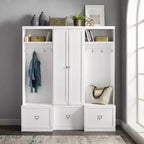 Set Harper 3 pezzi per ingresso con armadio dispensa e 2 appendiabiti a colonna - Crosley