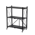 J&V TEXTILES Assembled Foldable Metal Storage Shelving Unit Black