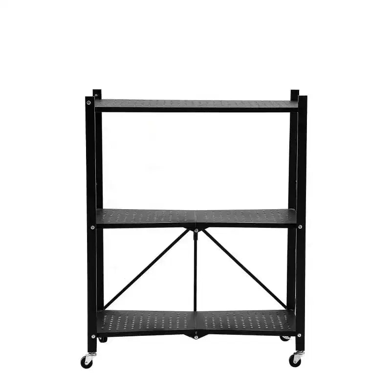 J&V TEXTILES Scaffale in metallo pieghevole assemblato Nero