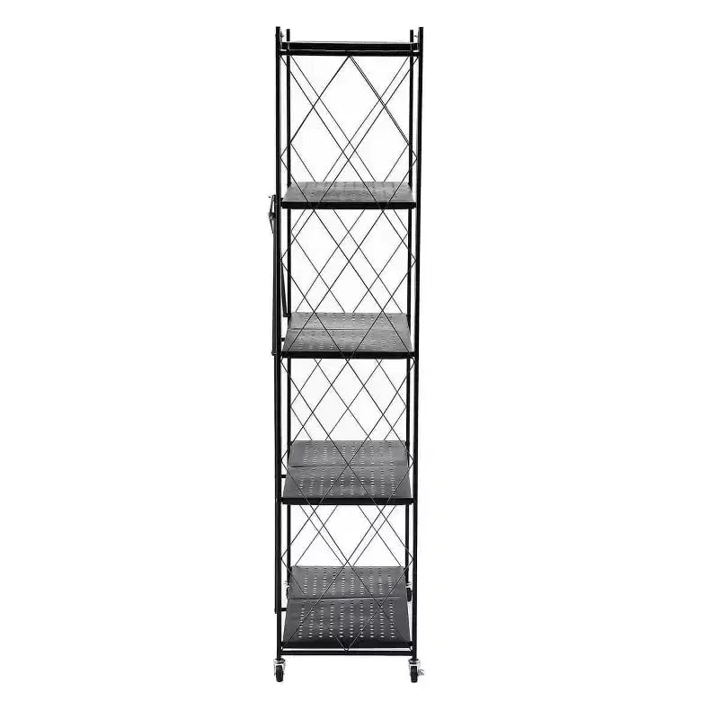 J&V TEXTILES Scaffale in metallo pieghevole assemblato Nero