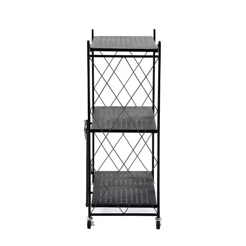 J&V TEXTILES Scaffale in metallo pieghevole assemblato Nero