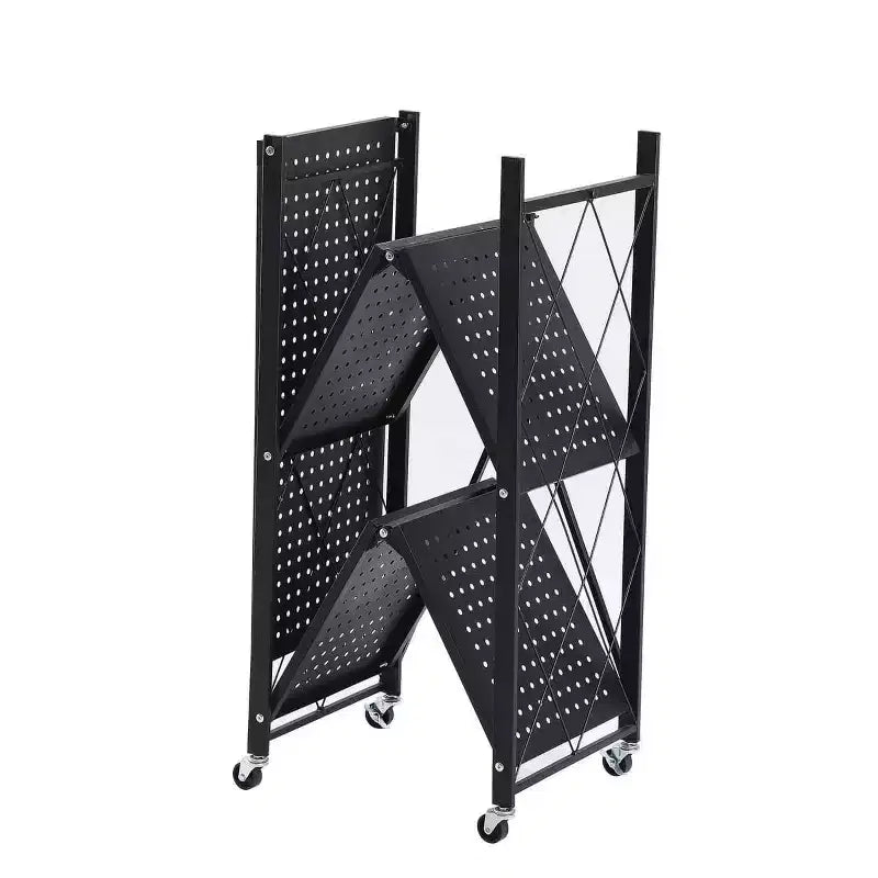 J&V TEXTILES Scaffale in metallo pieghevole assemblato Nero