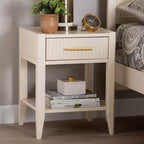 Comodino Baxton Studio Primrose in legno scanalato a 6 cassetti