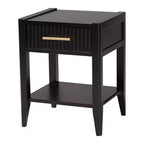 Comodino Baxton Studio Primrose in legno scanalato a 6 cassetti