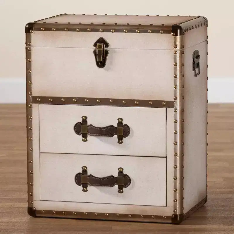Mobiletto contenitore a 2 cassetti Baxton Studio Agatha Canvas