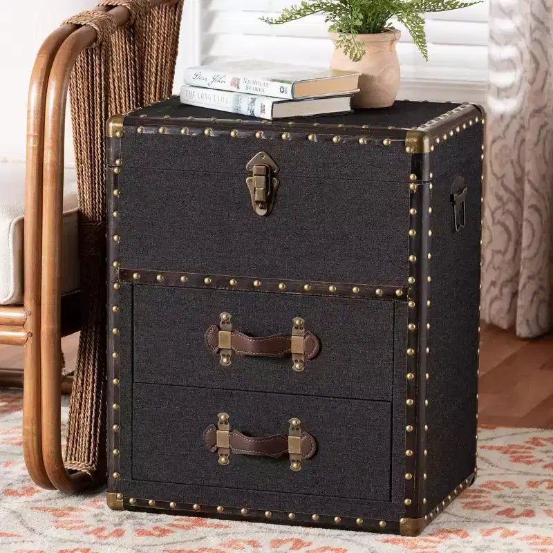 Mobiletto contenitore a 2 cassetti Baxton Studio Agatha Canvas