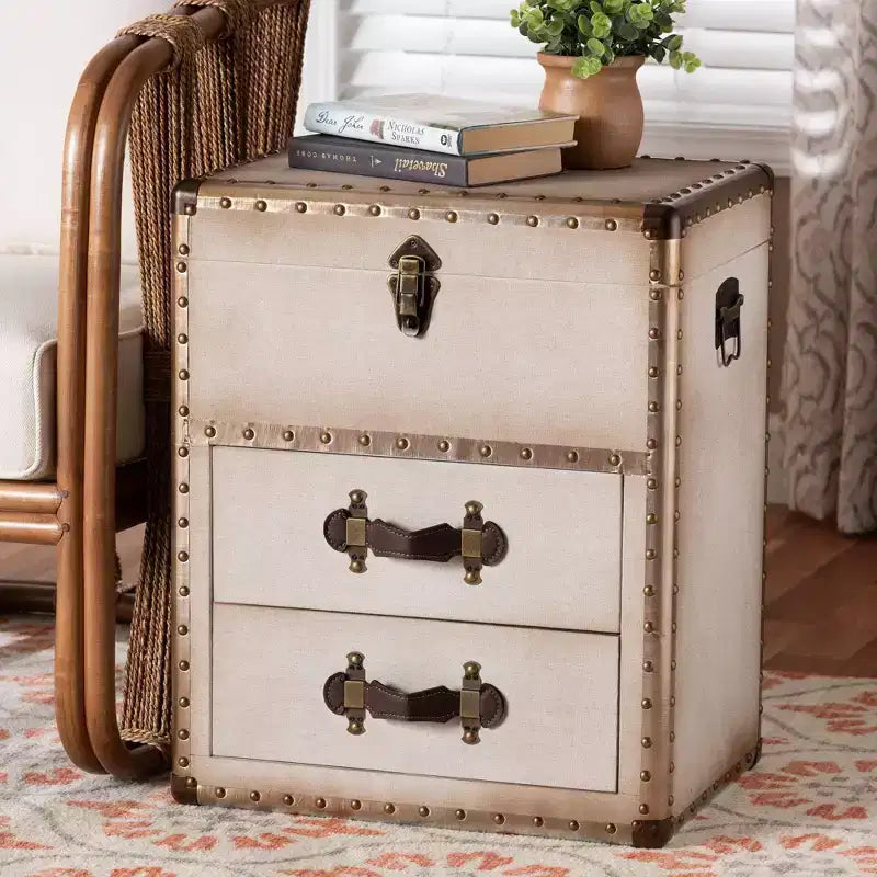 Mobiletto contenitore a 2 cassetti Baxton Studio Agatha Canvas