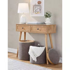 Set di pouf a incastro con vassoio LumiSource in tessuto/legno naturale