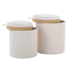 Set di pouf a incastro con vassoio LumiSource in tessuto/legno naturale