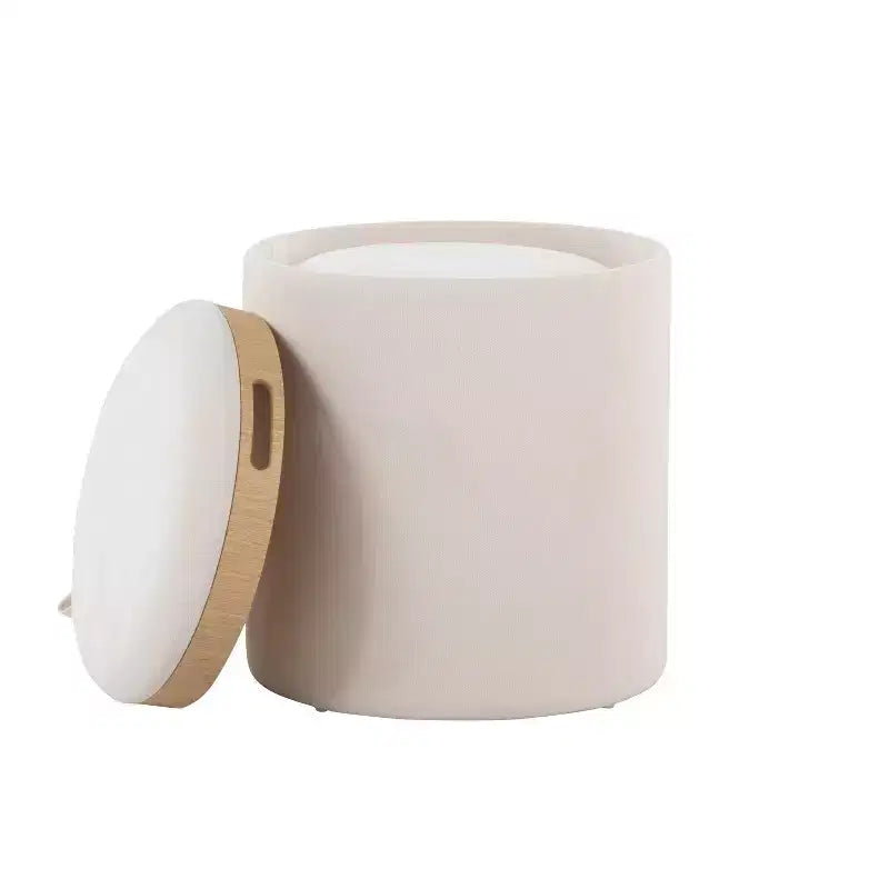 Set di pouf a incastro con vassoio LumiSource in tessuto/legno naturale