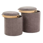 Set di pouf a incastro con vassoio LumiSource in tessuto/legno naturale