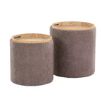 Set di pouf a incastro con vassoio LumiSource in tessuto/legno naturale