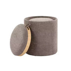 Set di pouf a incastro con vassoio LumiSource in tessuto/legno naturale