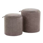 LumiSource Tray Nesting Ottoman Set Fabric/Natural Wood