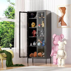 67 Tall Glass Curio Display Cabinet with Glass Doors and 4 Adjustable Shelves